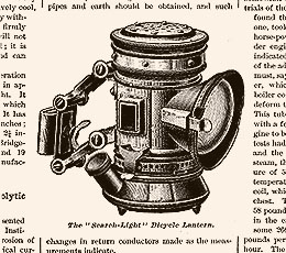 The Search-Light Bicycle Lantern from The Manufacturer and Builder, Volume 26, Issue 5, page 101, May 1894.
 
Hyperlink to the original article in the Making of America collection at the Cornell University Library.