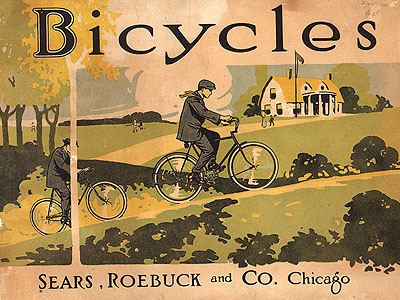 Sears Roebuck and Co. shipped bicycles across the country creating and revolutionizing the mail order industry.  The complete 1914 bicycle catalog is available online.    
From the Advertising Ephemera Collection in the Rare Book, Manuscript, and Special Collections Library at Duke University. DATABASE/REPRODUCTION NUMBER A0055.  DIGITAL ID
http://scriptorium.lib.duke.edu/eaa/ephemera/A00/A0055/A0055-01-72dpi.html