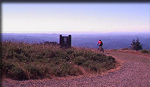 On a clear day, the summit of Marys Peak is the Top of the World.  Photo by Robert Ashworth.  Hyperlink to Cycling Marys Peak Trails.