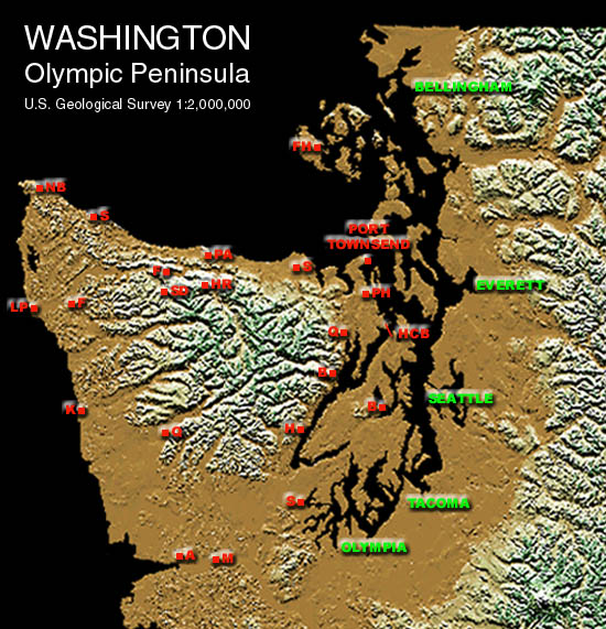 U.S.G.S. Olympic Peninsula Relief Map