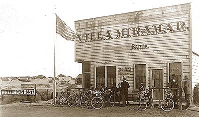 :299 Villa Miramar (from which the bicycle trips would start) -- Wheelman's [i.e. Wheelmen's] Rest, on the Great Highway.   circa 1898

Graves (Roy D.) Pictorial Collection, ca. 1850-ca. 1968
Index: Roy D. Graves Photograph Collection: Oral History Transcript, 
BANC MSS C-D 4068